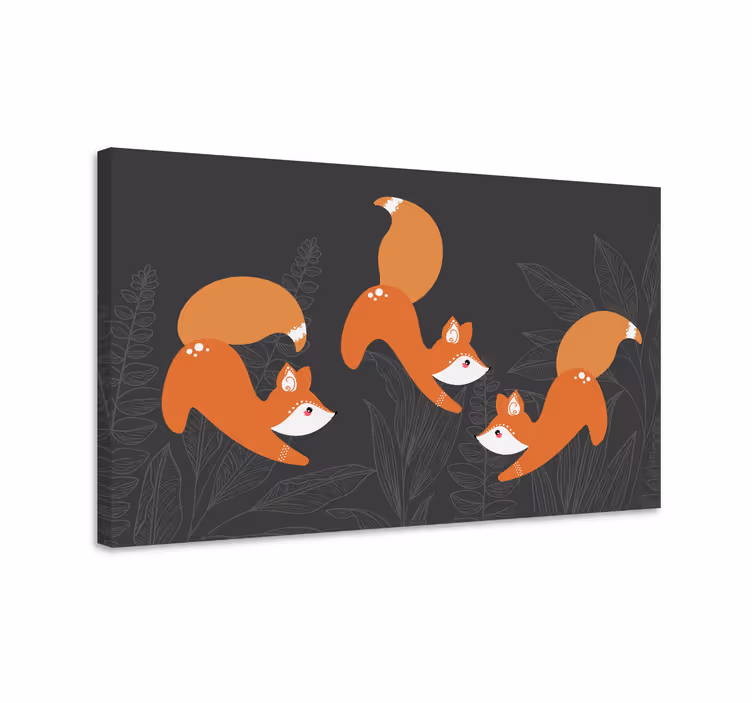 Fox Playing animal canvas wall art - TenStickers