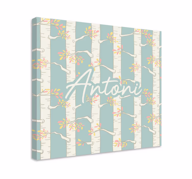 Flowers canvas birch tree blossoms artwork - TenStickers
