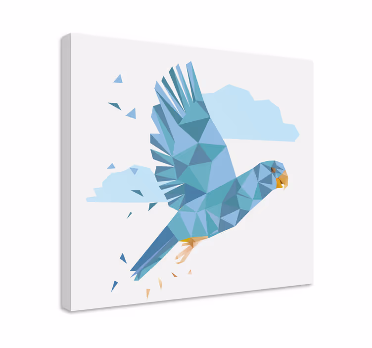 Geometric-animals blue cute parrot  bird canvas - TenStickers