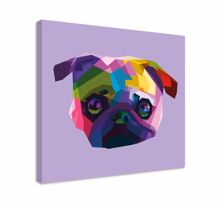 Geometric-animals pug dog dog canvas prints - TenStickers