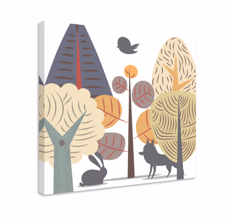 Flowers canvas whimsical forest scene - TenStickers