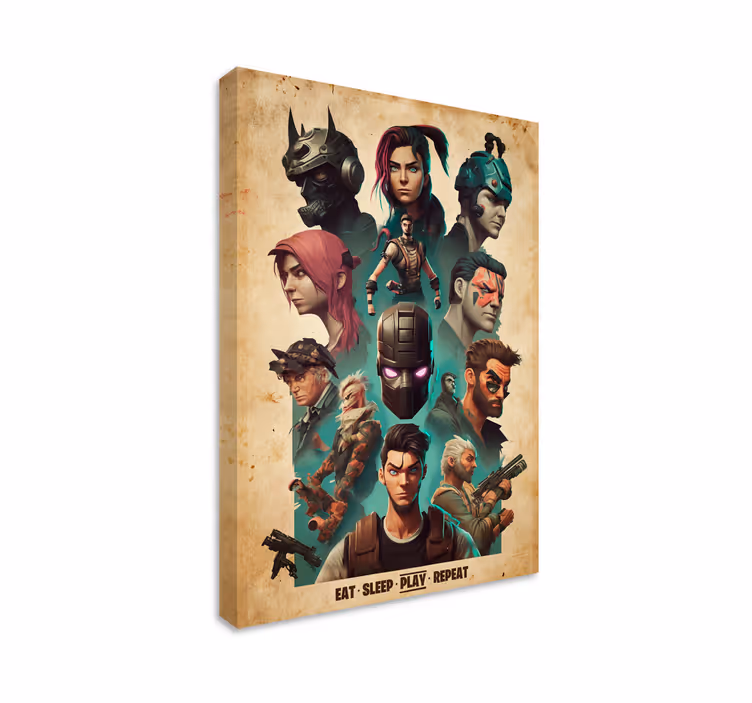 collage of epic characters video game canvas art - TenStickers