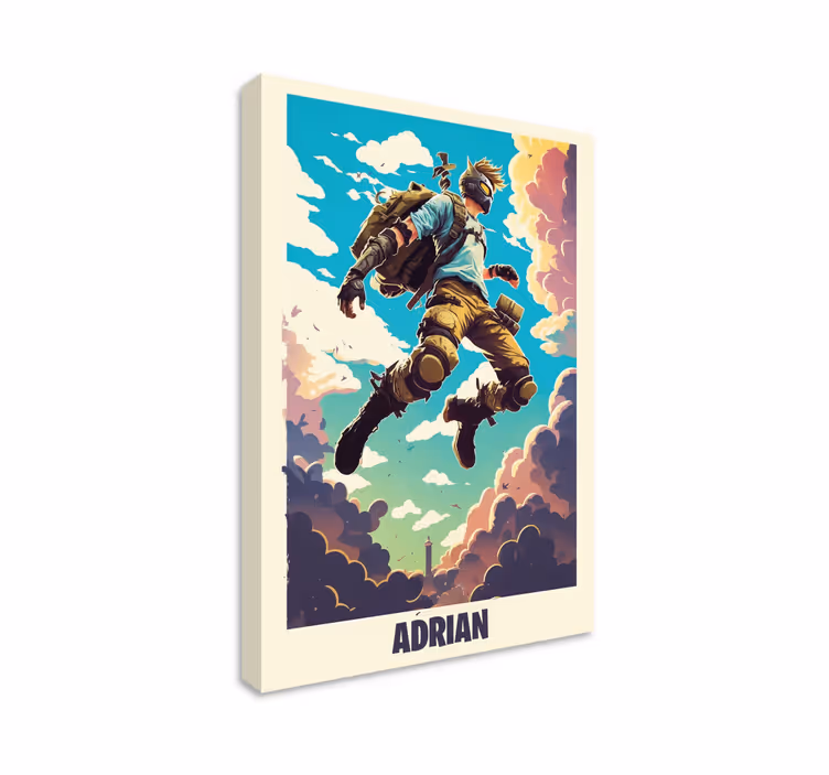 epic character with personalized name video game canvas art - TenStickers