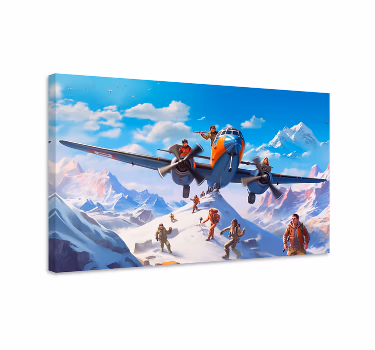 characters on an aeroplane video game canvas art - TenStickers