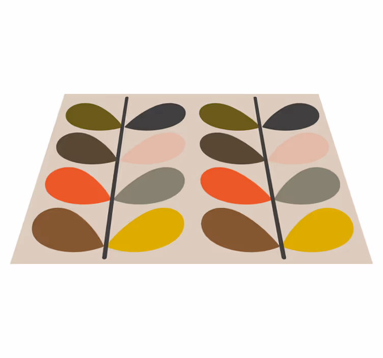 Abstract Leaf Shapes modern vinyl rug - TenStickers
