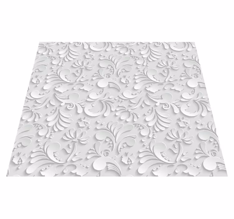 3D floral pattern white  vinyl rug - TenStickers