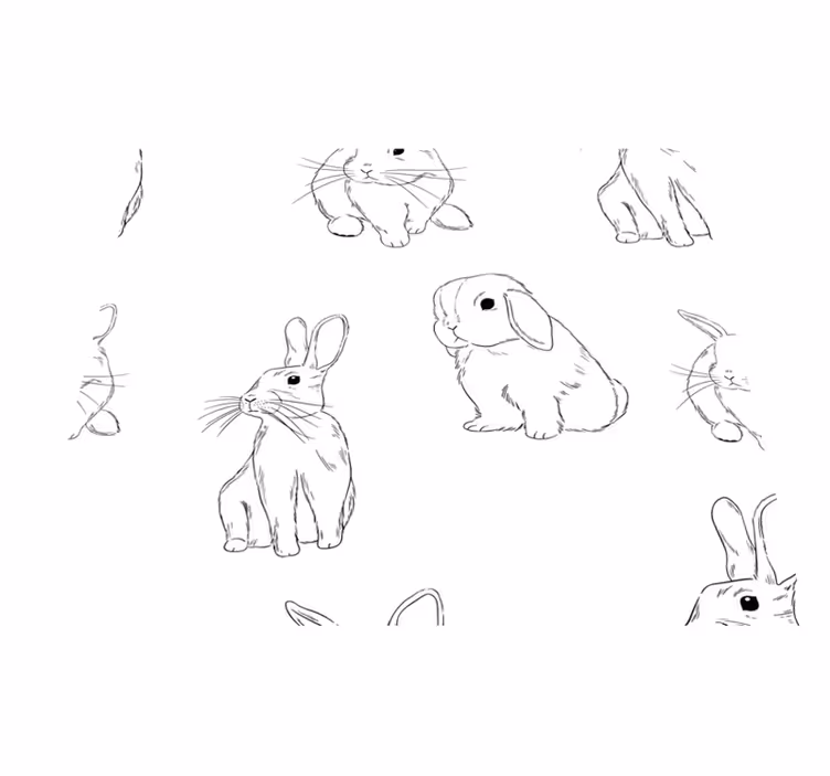 White bunnies white  vinyl rug - TenStickers