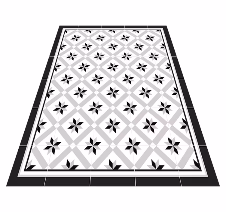 Hydraulic Black kitchen vinyl rug - TenStickers