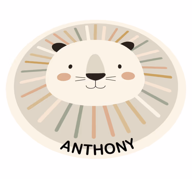 Custom beige lion kids vinyl rug - TenStickers