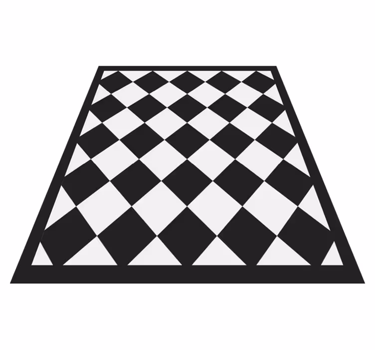 Diagonal black squares square vinyl rug - TenStickers