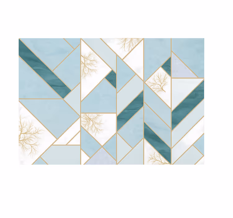 Aqua geometric pattern marble vinyl rug - TenStickers