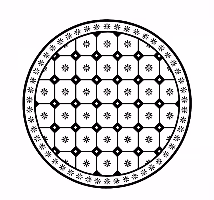 Black-and-White Tile Pattern dining room vinyl rug - TenStickers