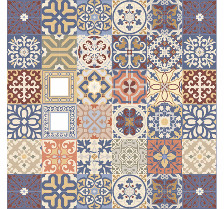 Simple Portuguese pattern tile vinyl rug - TenStickers