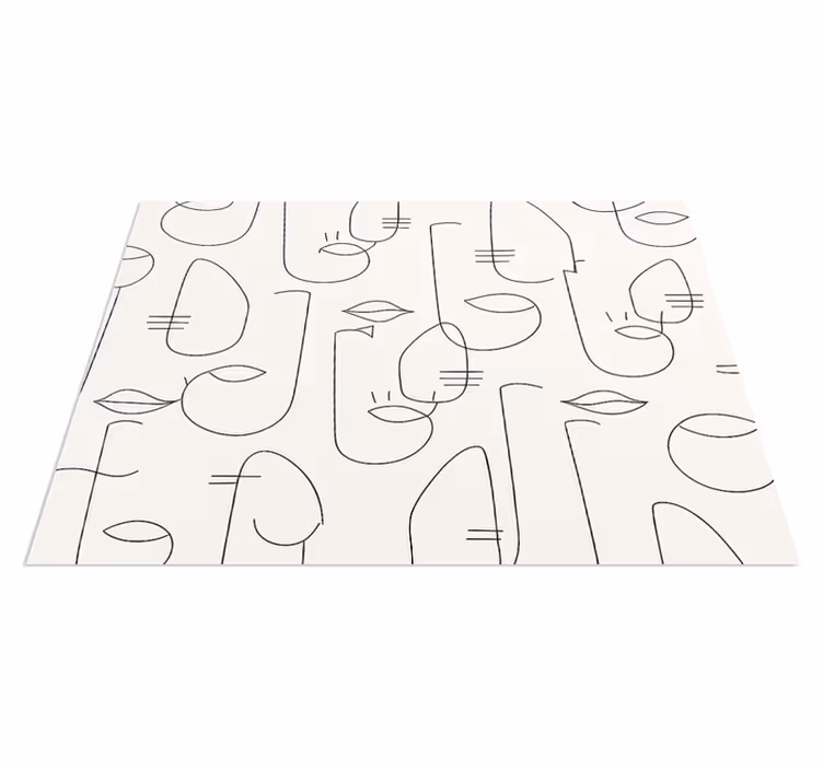 Kitchen vinyl rug with abstract face design - TenStickers
