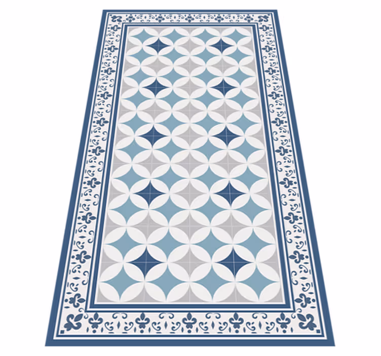 Kitchen vinyl rug in azure tile design - TenStickers