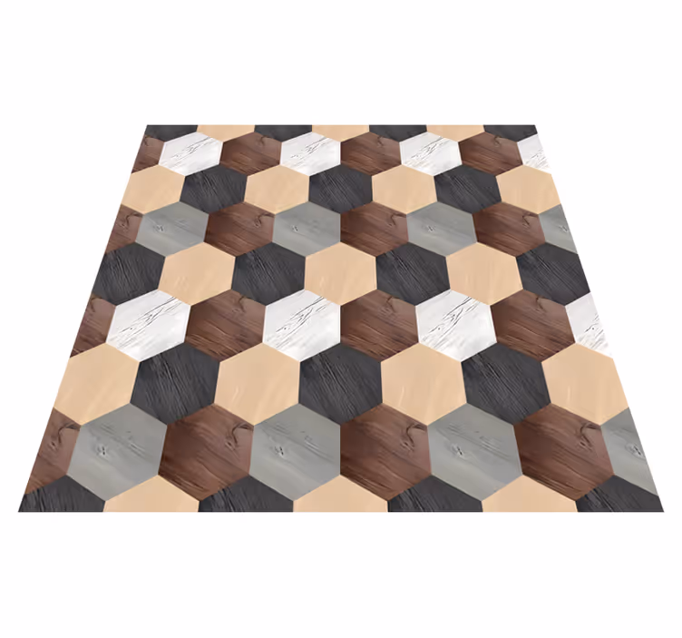 Kitchen vinyl rug in mixed wood hexagons - TenStickers