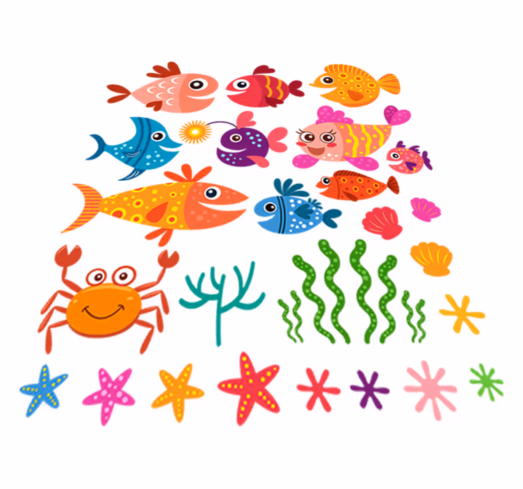 Animal vinyl rug for kids featuring fishes - TenStickers