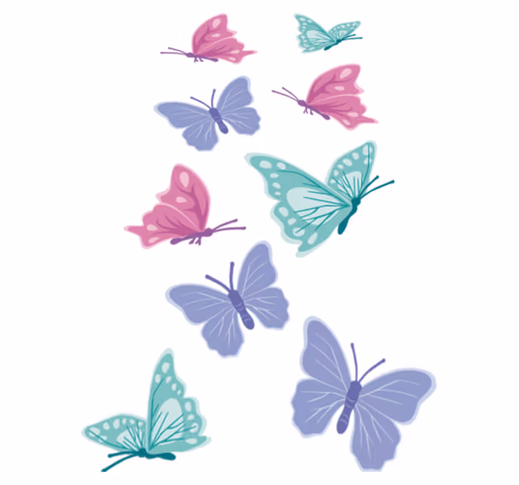 Animal vinyl rug with pastel butterflies design - TenStickers