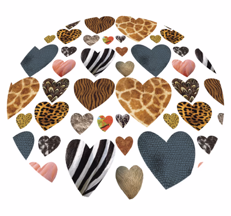Animal vinyl rug in heart animal print - TenStickers