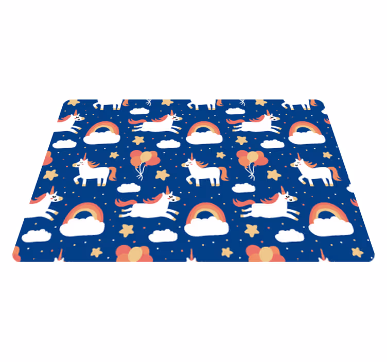 Animal vinyl rug featuring white unicorns for kids - TenStickers