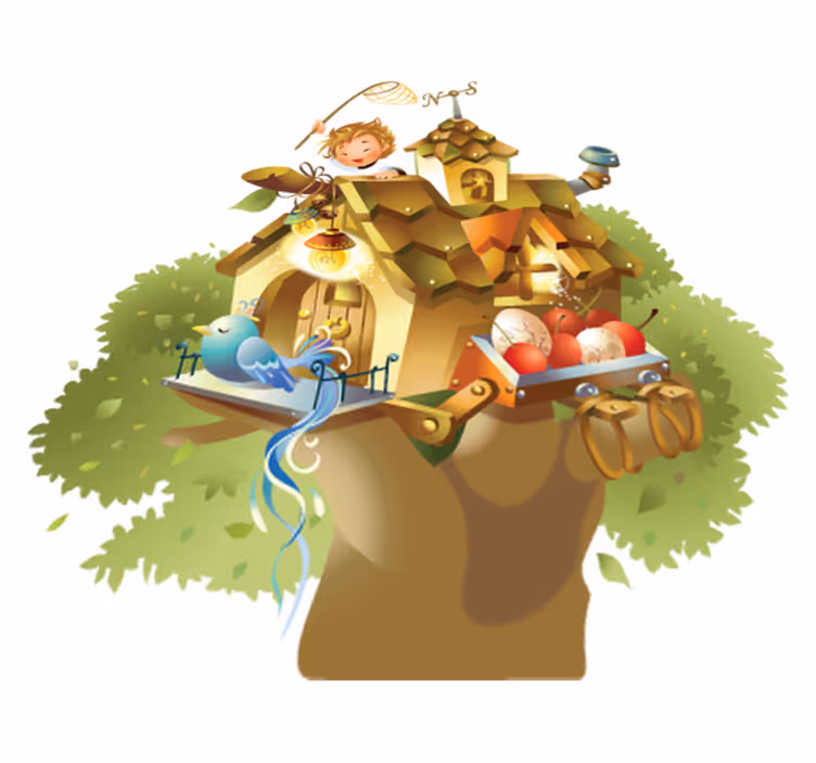 Animal vinyl rug house tree - TenStickers