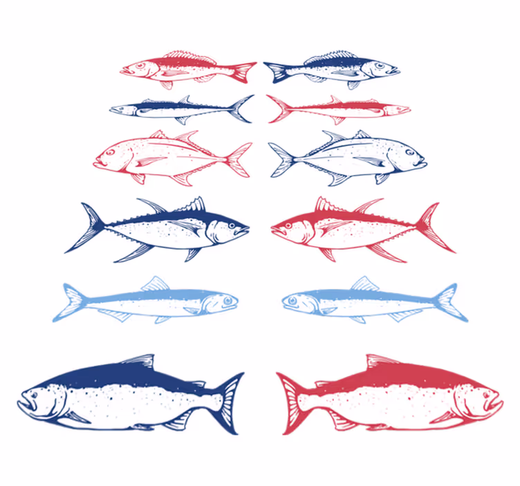 Animal vinyl rug hand-drawn fish design - TenStickers