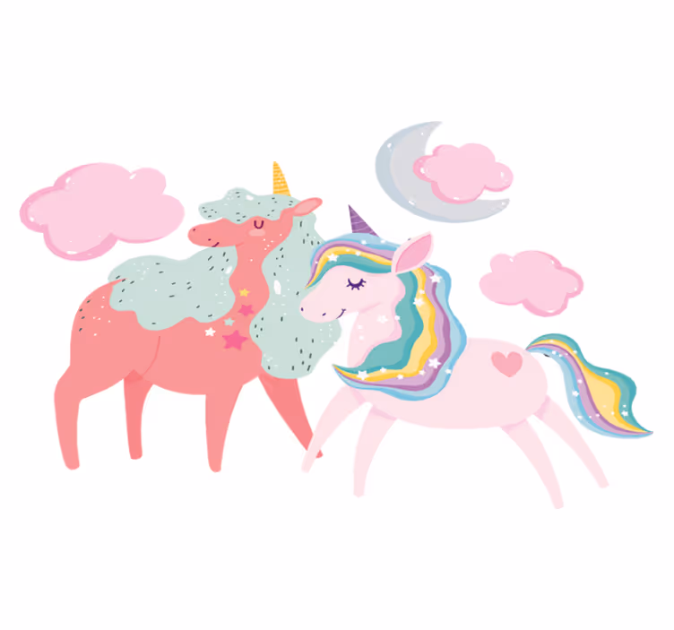 Animal vinyl rug small unicorn with mare - TenStickers