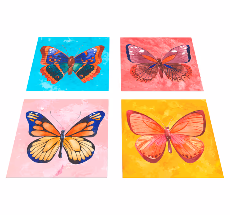 Animal vinyl rug with colorful butterfly tiles - TenStickers