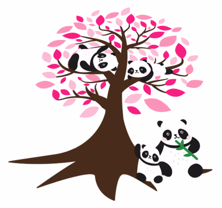 Animal vinyl rug with panda tree design - TenStickers