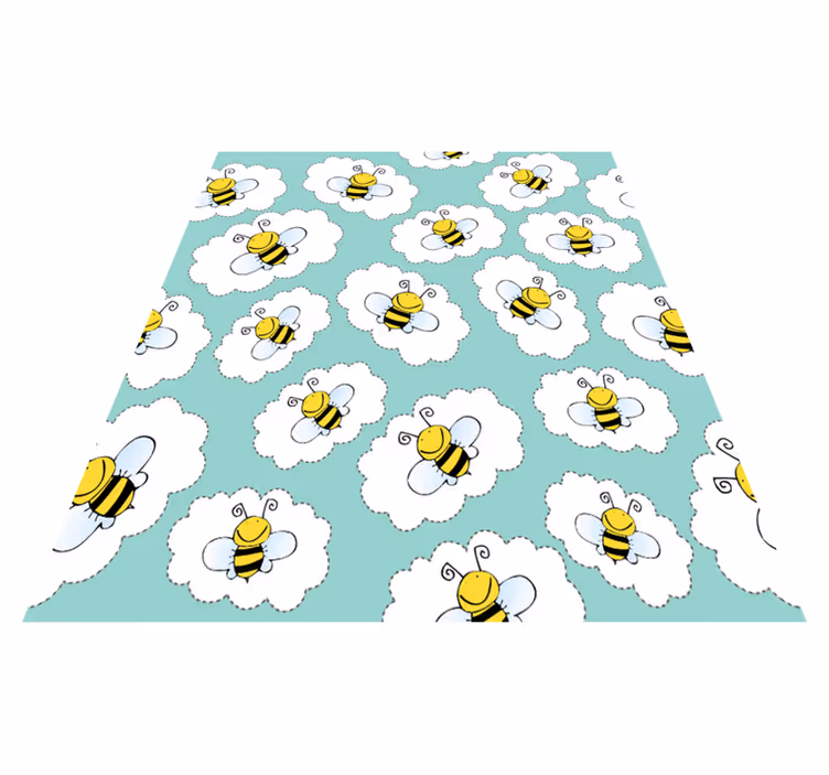 White trees and bees animal vinyl rug - TenStickers