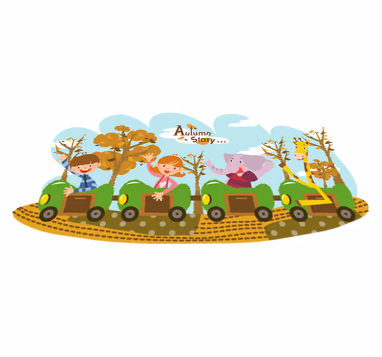 Animal vinyl rug train in autumn - TenStickers