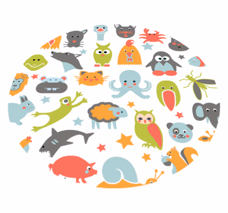 Animal vinyl rug featuring circle of animals - TenStickers