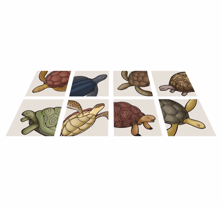 Animal vinyl rug variety of turtles design - TenStickers