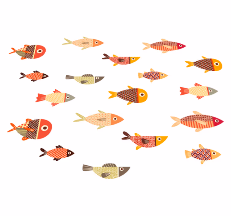 Round colourful fish animal vinyl rug - TenStickers