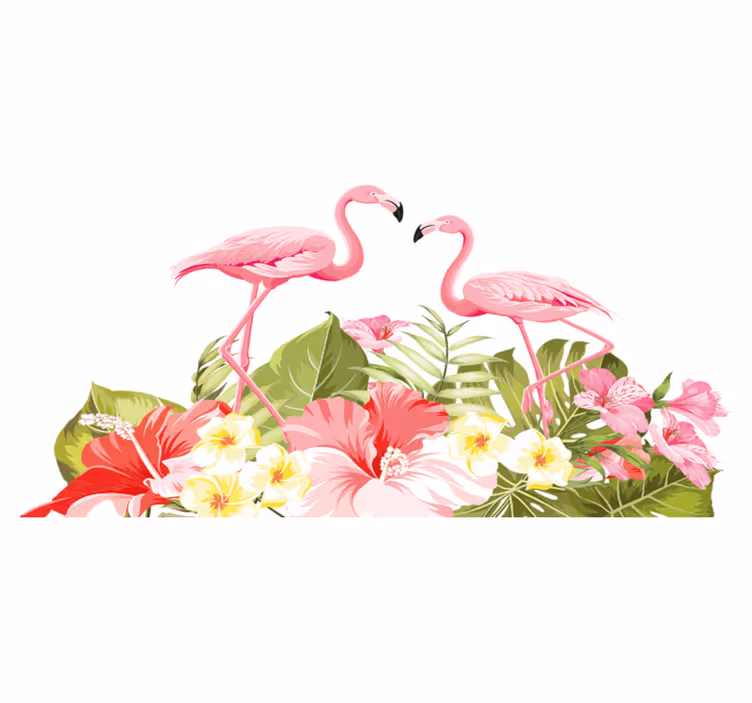 Animal vinyl rug tropical flower flamingo - TenStickers