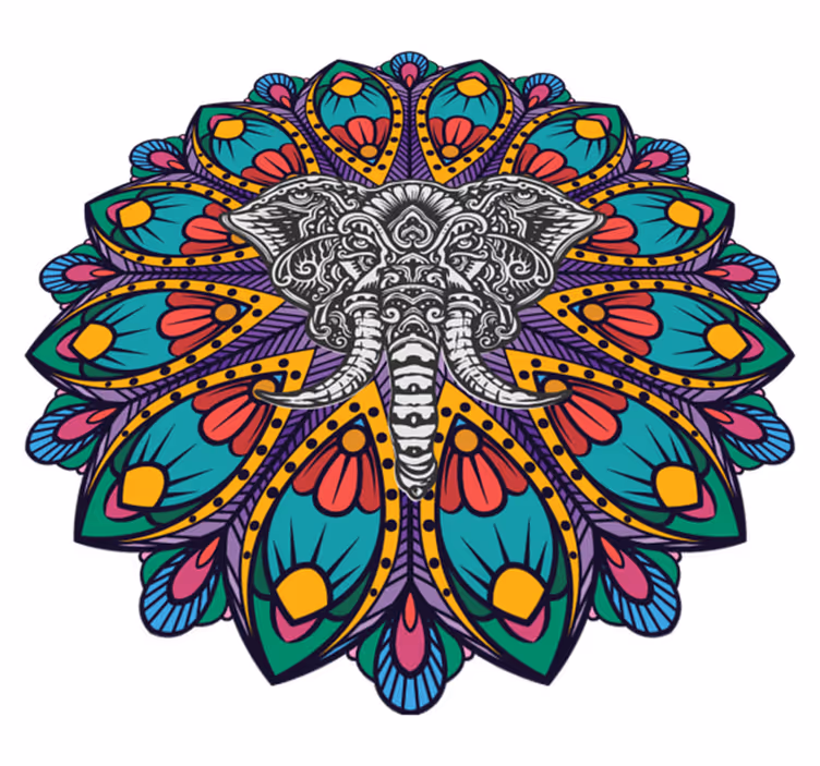 Colorful elephant mandala animal vinyl rug - TenStickers