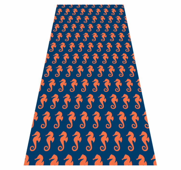 Animal vinyl rug with orange sea horse design - TenStickers