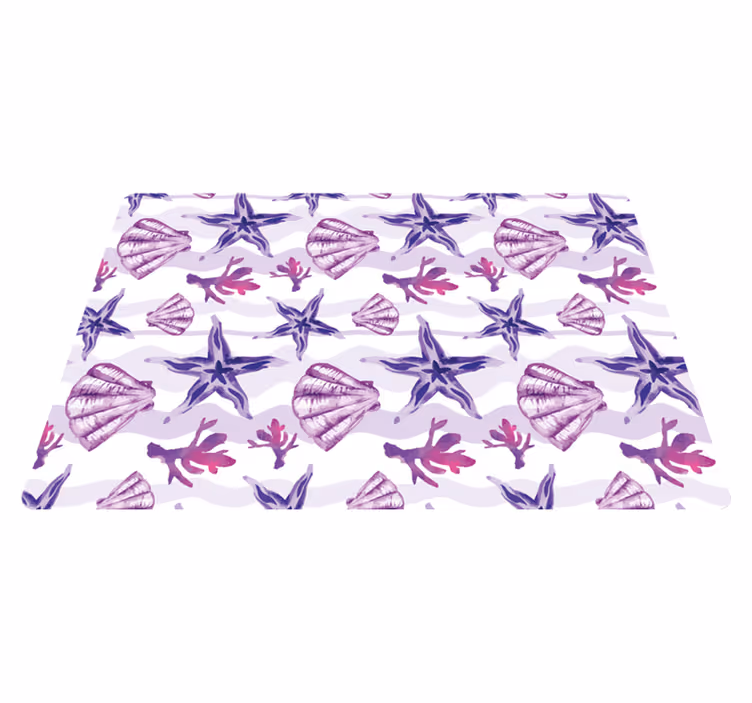 Purple seashell and starfish animal vinyl rug - TenStickers