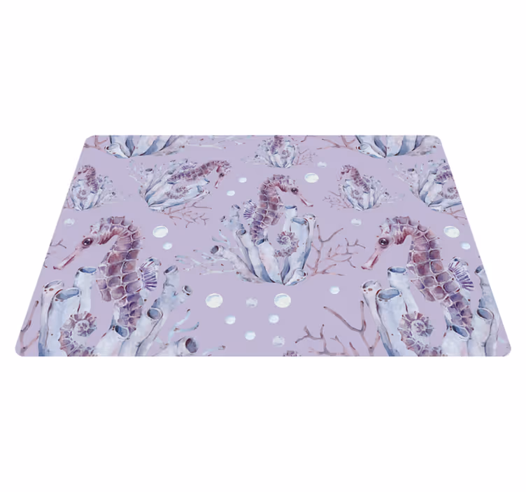 Animal vinyl rug watercolor seahorse - TenStickers