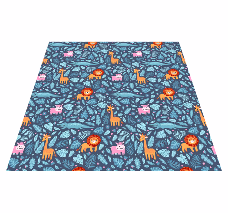 Animal vinyl rug with various jungle animals design - TenStickers