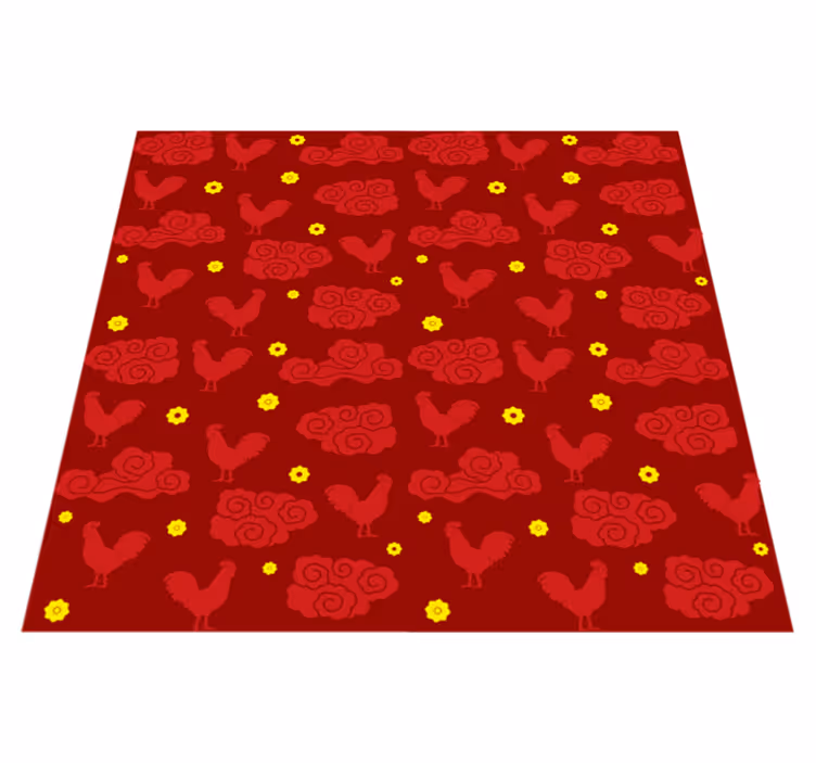 Animal vinyl rug with chinese style chicken pattern - TenStickers