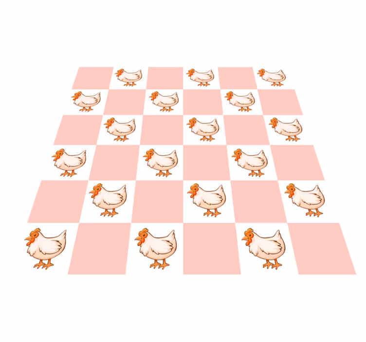 Animal vinyl rug in pink squares with roosters - TenStickers