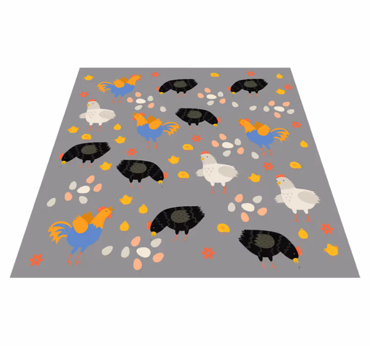 Animal vinyl rug chickens in the coop pattern - TenStickers