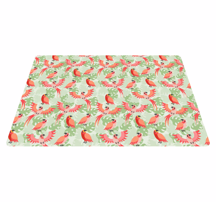Red birds on green leaves animal vinyl rug - TenStickers