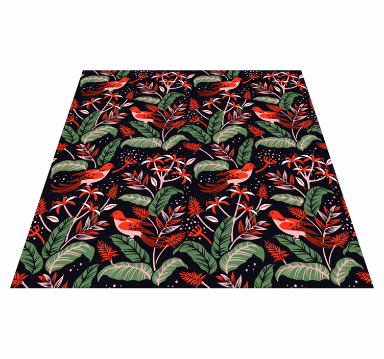 Animal vinyl rug with red and pink leaf design - TenStickers