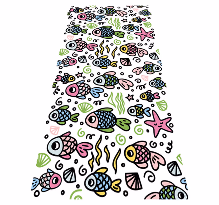 Animal vinyl rug with multicolor fish design - TenStickers