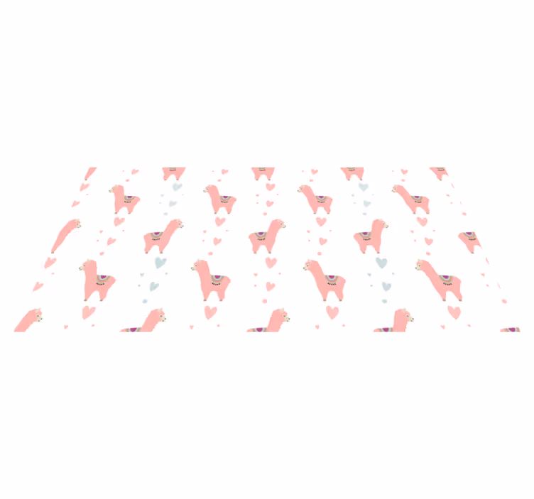 Animal vinyl rug pink llama pattern - TenStickers