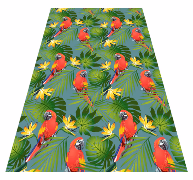 Colorful parrots on blue background animal vinyl rug - TenStickers