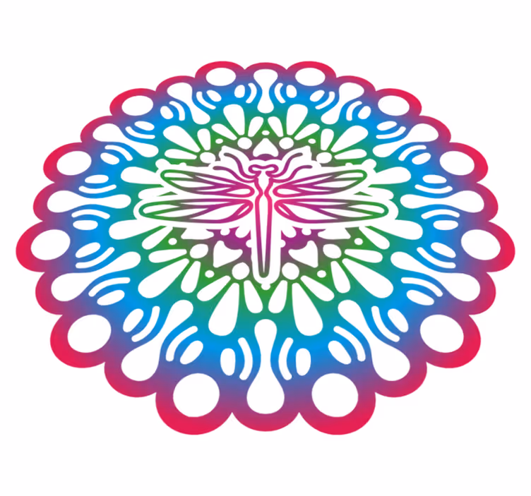 Animal vinyl rug colorful dragonfly mandala - TenStickers