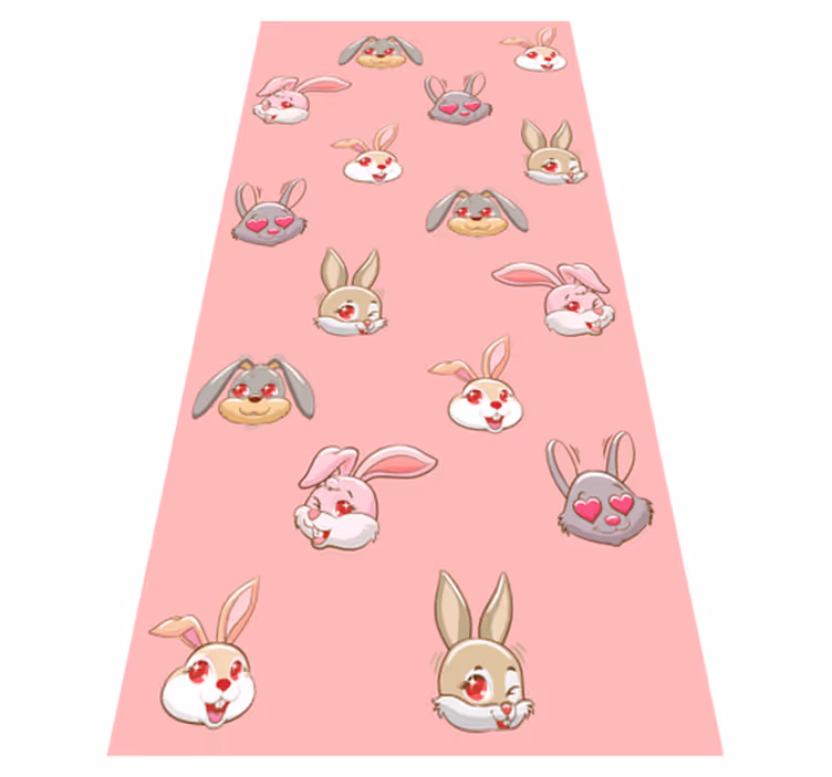 Cute bunny faces animal vinyl rug - TenStickers